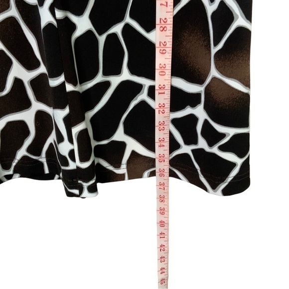 JOSEPH RIBKOFF Cap Sleeve Sheath Midi Dress Brown Animal Print Rusched Waist 4 - Picture 7 of 9